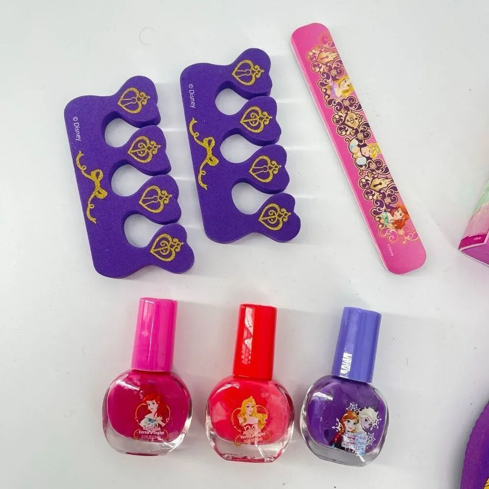 Disney Princess Spa Pedicure Set Ariel Cinderella Frozen Flip Flops Size 7 NWT